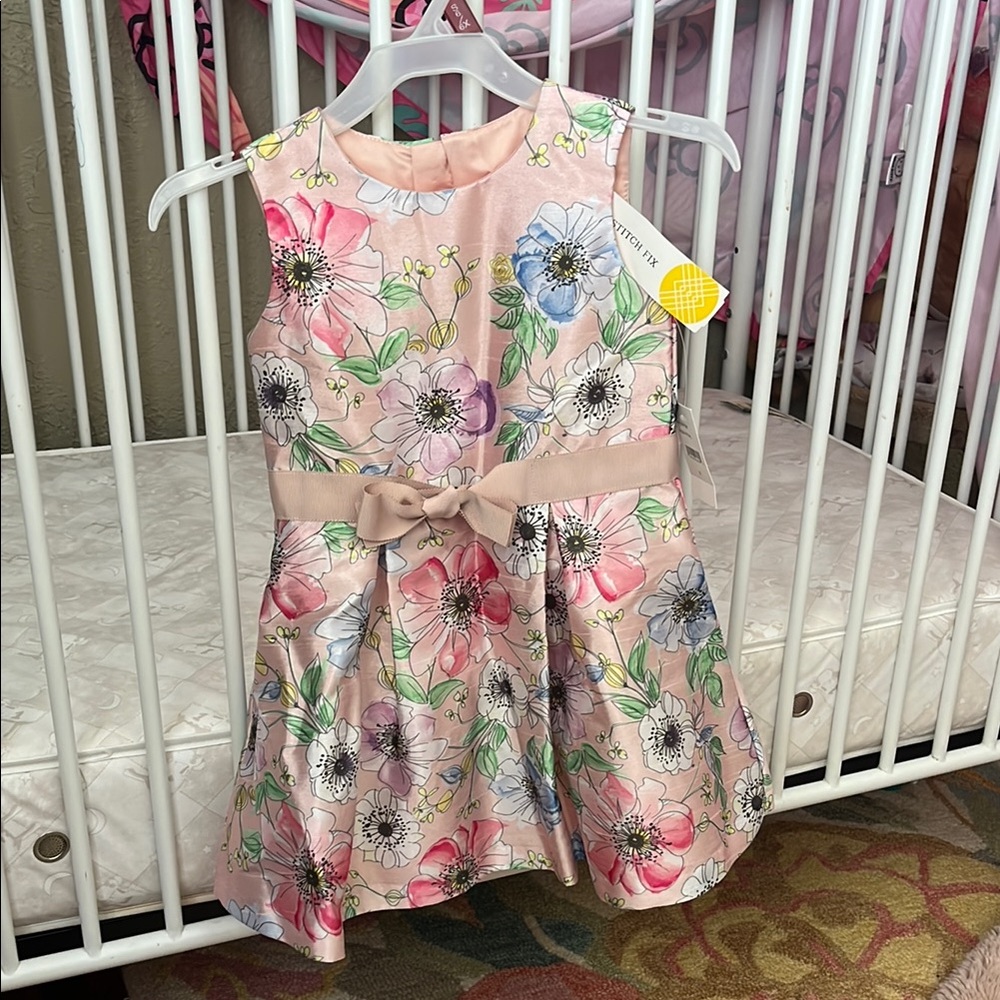 Floral Sleeveless Dress with Bow